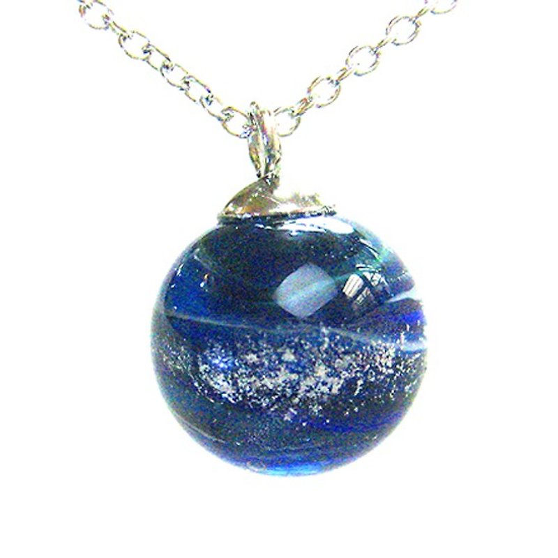 Planet series. Neptune Glass Bead Necklace - Collar Necklaces - Glass Blue