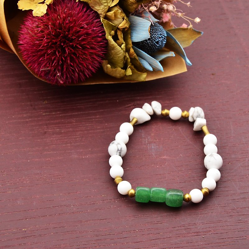 Jasper | Dongling jade white stone | natural stone bracelet - สร้อยข้อมือ - เครื่องเพชรพลอย ขาว