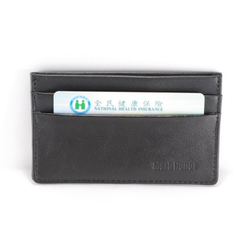 Fashion minimalist wallet dark black business card holder - ที่ตั้งบัตร - หนังแท้ สีดำ