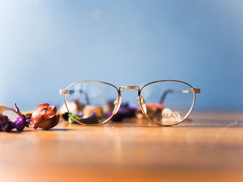 河水山 - 金絲局部雕花橢圓框眼鏡 Japan 日本好學生 金框 橢圓 - 眼鏡/眼鏡框 - 其他金屬 金色