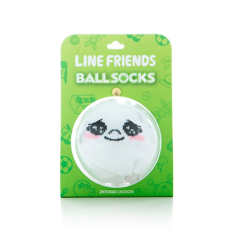LINE FRIENDS Ball Socks_Bantou Man with Barking Eyes - Socks - Other Materials White
