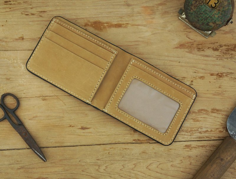 [Grinding] SHOW taste leather folder Photo Short Khaki (free printing, packaging, service) - Wallets - Genuine Leather 