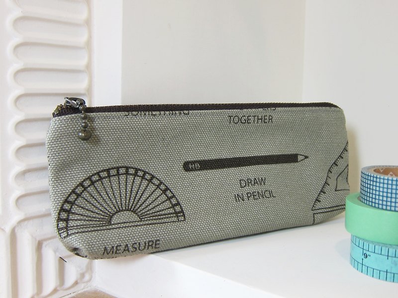 Stationery printed canvas pencil case (two colors) - Pencil Cases - Other Materials Khaki