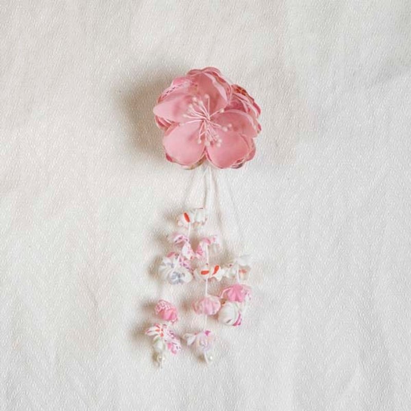 【MITHX】櫻花彩,錦櫻,小側夾胸針,造型髮飾-粉 - 髮夾/髮飾 - 棉．麻 粉紅色