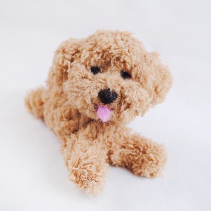 12cm pet cloned [feiwa Fei handmade doll] (lying posture) Poodle Pet Doll (Welcome to order your dog) - Stuffed Dolls & Figurines - Other Materials Brown