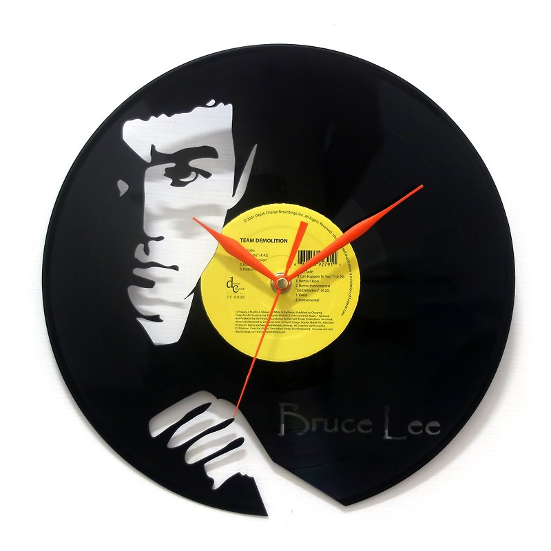 李小龍Bruce Lee黑膠時鐘 - 時鐘/鬧鐘 - 其他材質 黃色