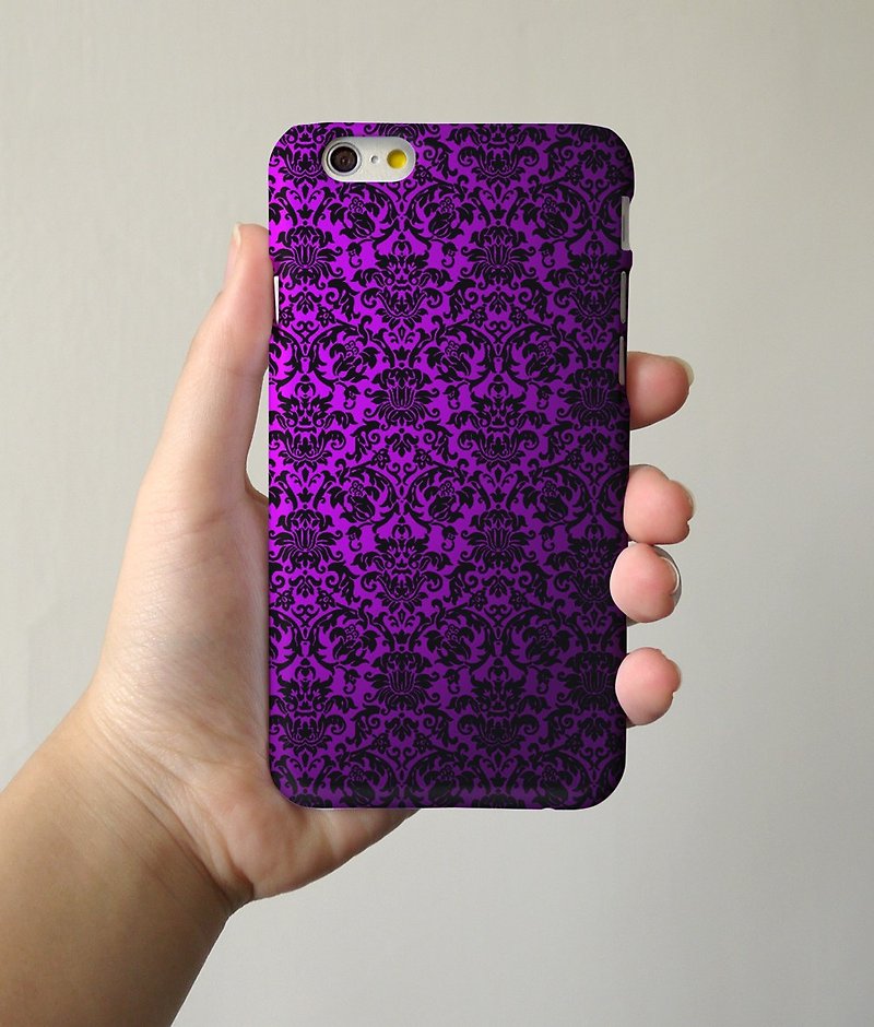 Damask flowers pattern grand purple 3D Full Wrap Phone Case, available for  iPhone 7, iPhone 7 Plus, iPhone 6s, iPhone 6s Plus, iPhone 5/5s, iPhone 5c, iPhone 4/4s, Samsung Galaxy S7, S7 Edge, S6 Edge Plus, S6, S6 Edge, S5 S4 S3  Samsung Galaxy Note 5, Not - Other - Plastic 