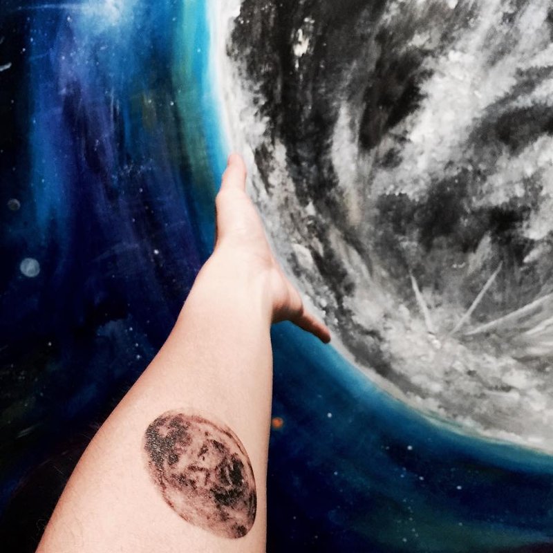 月亮 紋身貼紙(小) (Moon Tattoo Sticker) - 紋身貼紙/刺青貼紙 - 防水材質 黑色