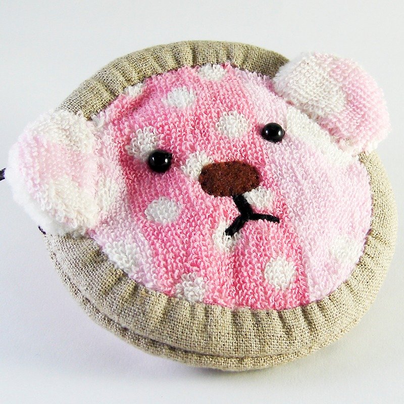Cheerful terry cloth bear zipper coin purse pretty powder - Coin Purses - Other Materials Pink