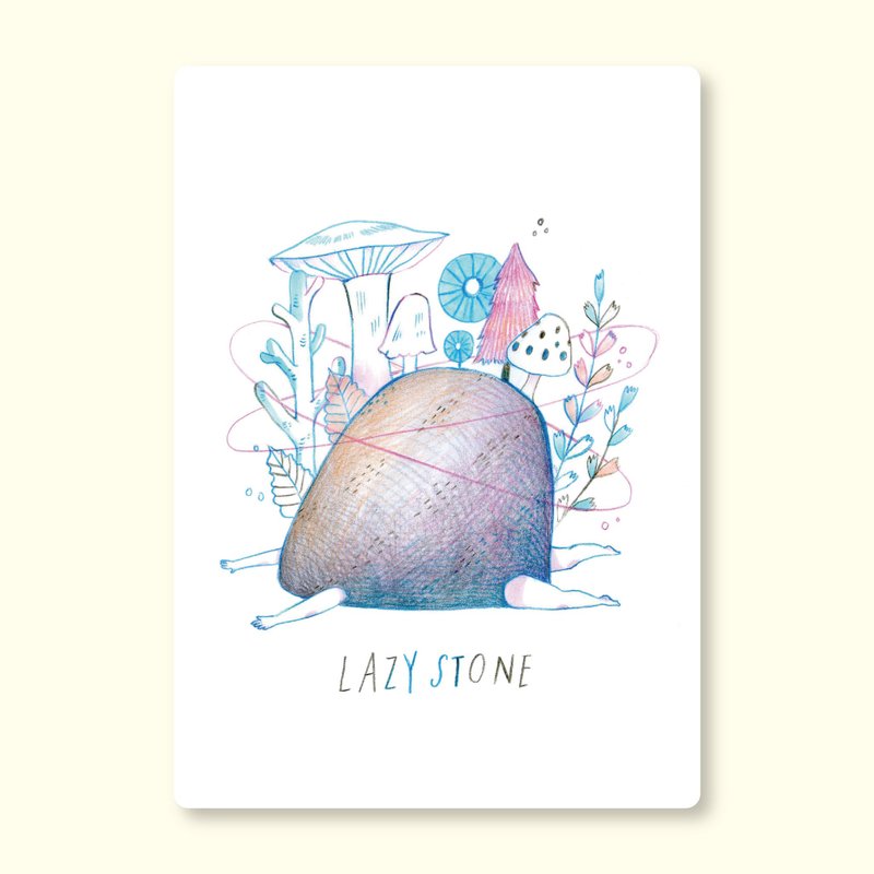Lazy stone 明信片 - 卡片/明信片 - 紙 粉紅色