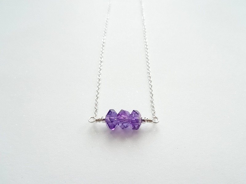 ::Daily Jewels:: 切面紫水晶淨透等級純銀裸感項鍊 / 鎖骨鍊 - 項鍊 - 寶石 紫色