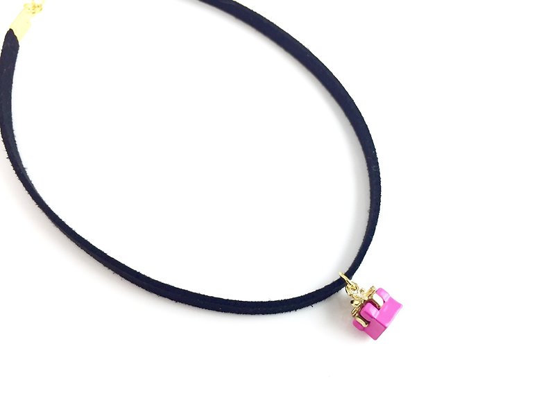 "Peachy Little Gift Necklace" - Necklaces - Genuine Leather Pink