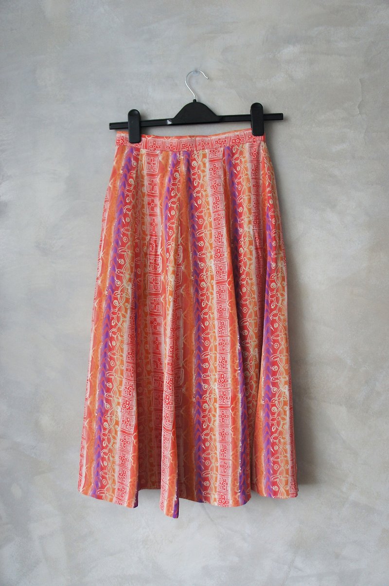 Chiffon pink slip surface with yellow vintage ruled totem PdB - Skirts - Other Materials Red