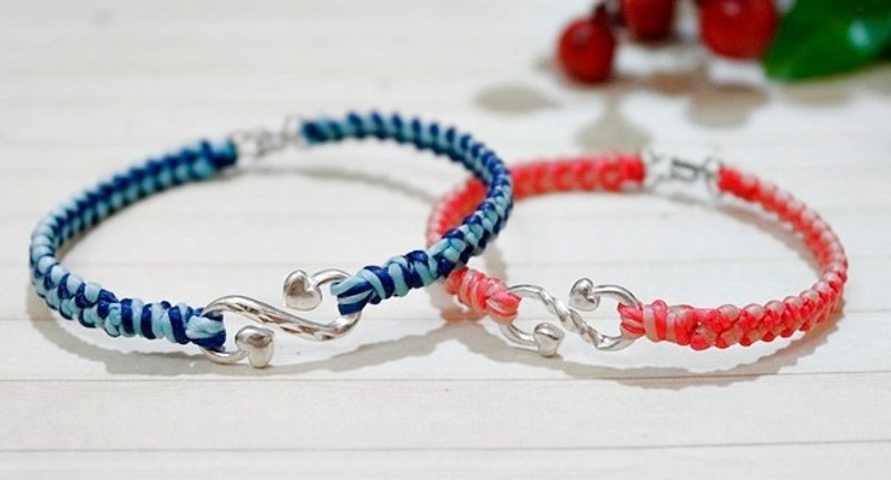 泰國蠶絲蠟線X銀飾＊倆人愛無限＊(一對) //可以自選顏色//-情人節- - 手鍊/手環 - 蠟 多色