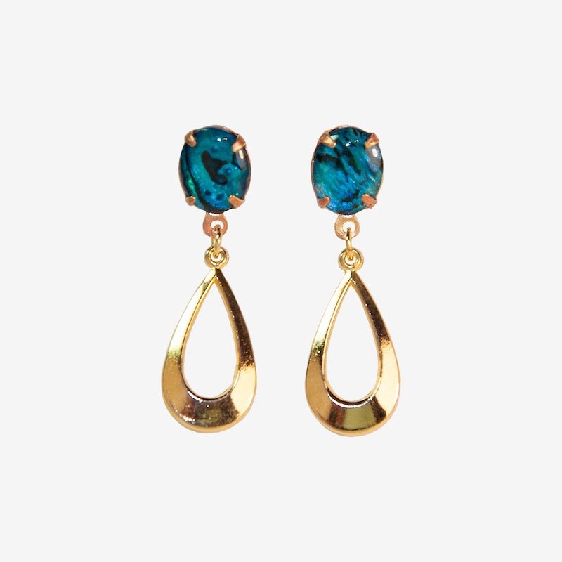 [Indigo] Abalone and Teardrop Earrings - Earrings & Clip-ons - Other Metals Blue