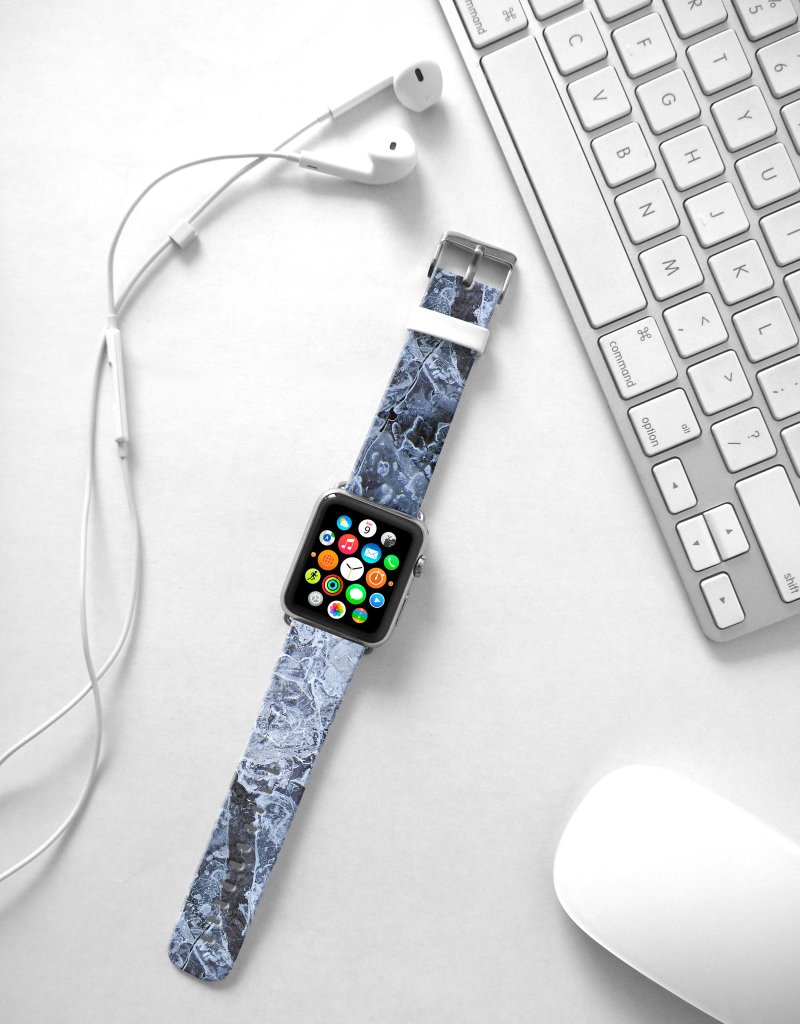 Apple Watch Series 1 , Series 2, Series 3 - Ice Pattern Watch Strap Band for Apple Watch / Apple Watch Sport - 38 mm / 42 mm avilable - สายนาฬิกา - หนังแท้ 