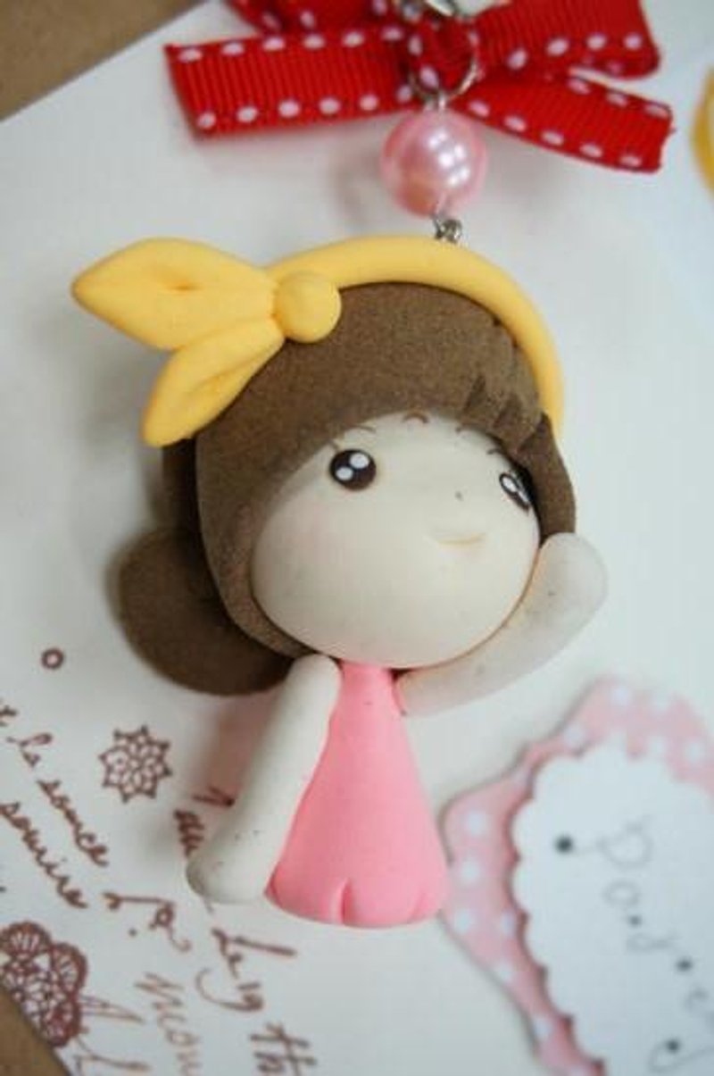Handmade mini koli girl doll Charm - Stuffed Dolls & Figurines - Other Materials Red