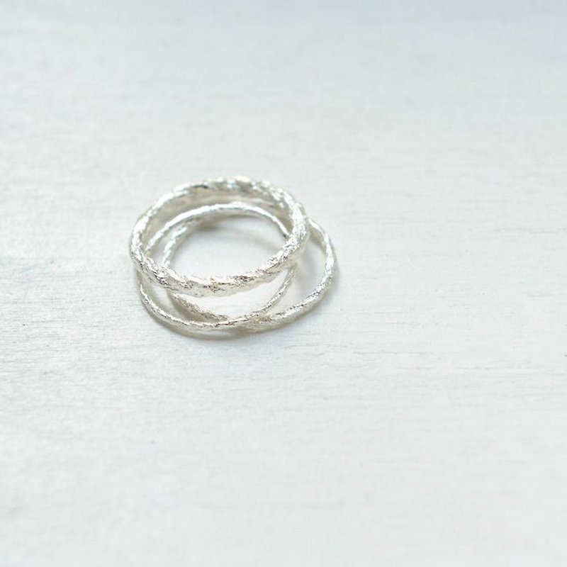 Rope Stacking Ring  Rope Collection  925 silver - แหวนทั่วไป - โลหะ ขาว