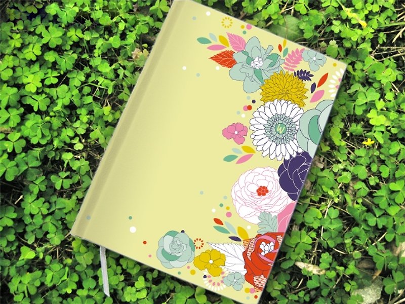 ☆ ° Rococo Strawberries WELKIN Handwork Handbook / Notebook / Handbook / Diary - Green Spread Flower Handbook - Notebooks & Journals - Paper Green