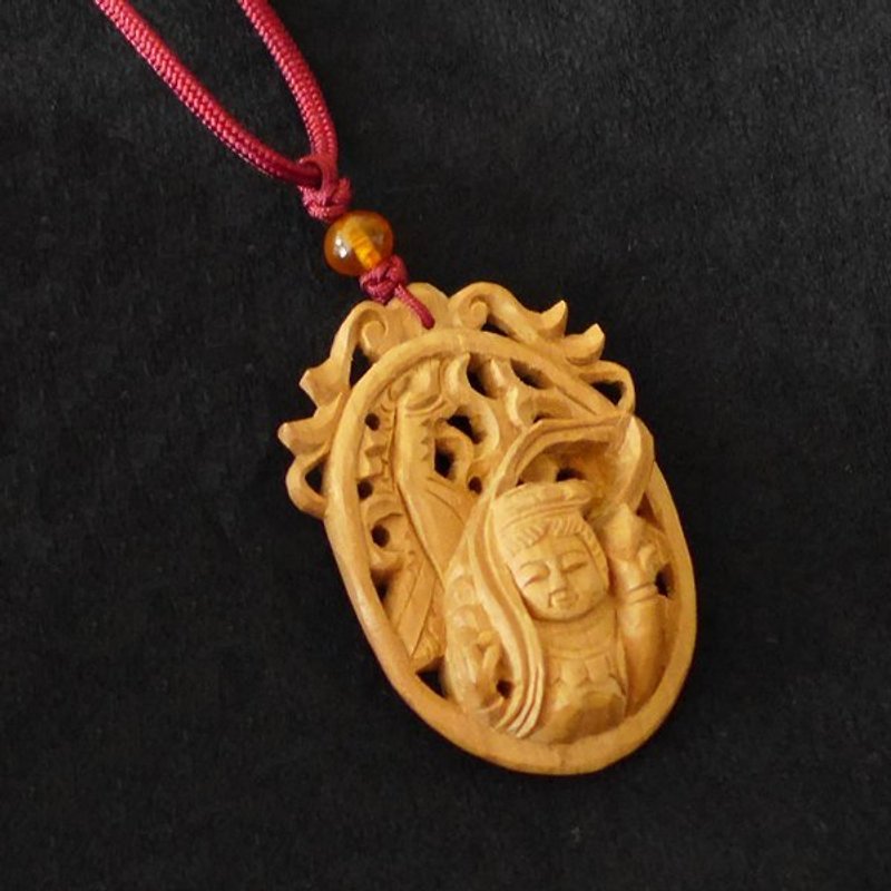 ㊣Indian Laoshan Sandalwood Carved Necklace---Tian Mai - Necklaces - Wood Red