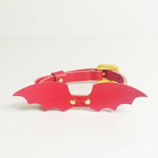 Zemoneni Leather pet collar Angel &amp; Evil collection red evil
