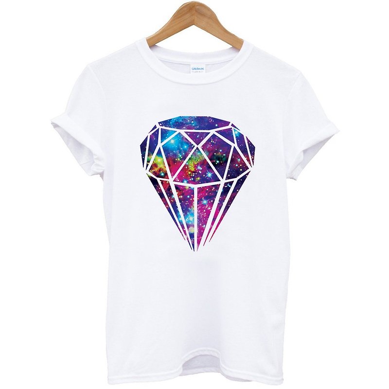 Diamond-Galaxy#3 Short Sleeve T-Shirt-White Diamond Galaxy Universe デザイン写真 - Tシャツ メンズ - その他の素材 ホワイト