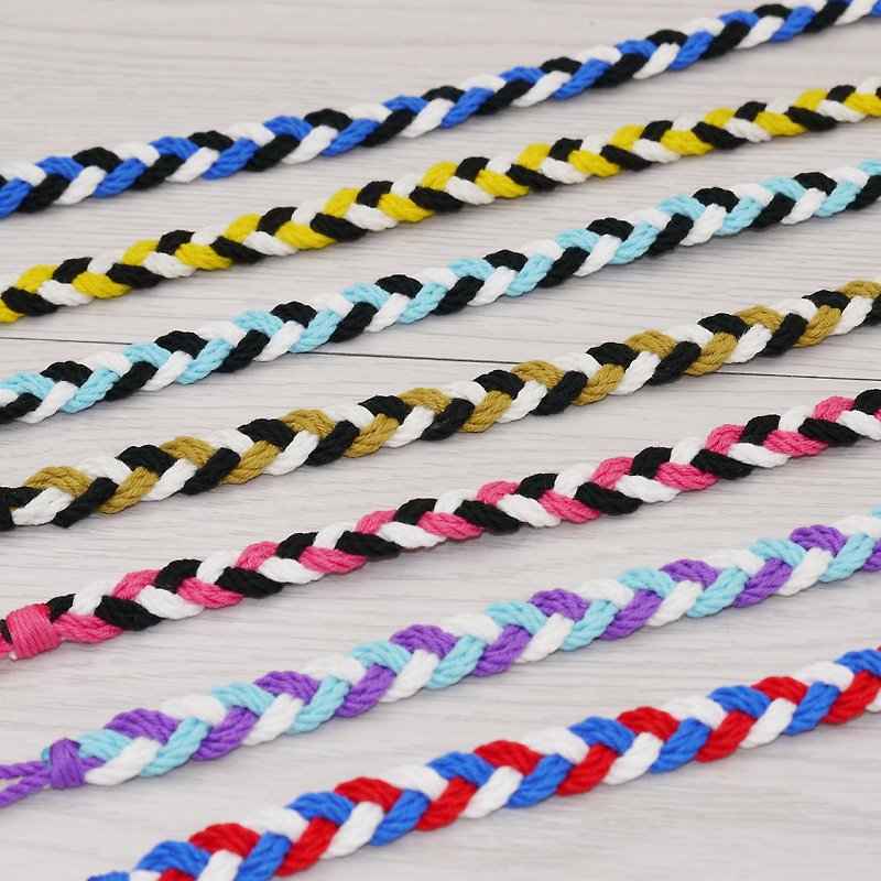 Puffy Candy-Purely hand-woven lucky bracelet surfing anklet anklet P (cotton six-strand braid) - สร้อยข้อมือ - ผ้าฝ้าย/ผ้าลินิน 