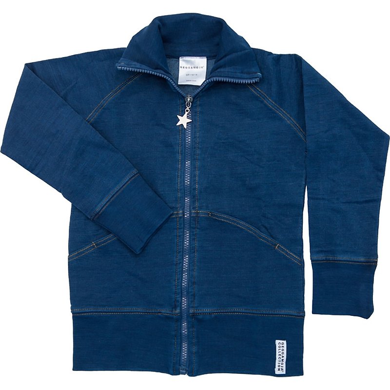 【Swedish children's clothing】Organic cotton soft denim jacket 2 to 4 years old - เสื้อโค้ด - ผ้าฝ้าย/ผ้าลินิน สีน้ำเงิน