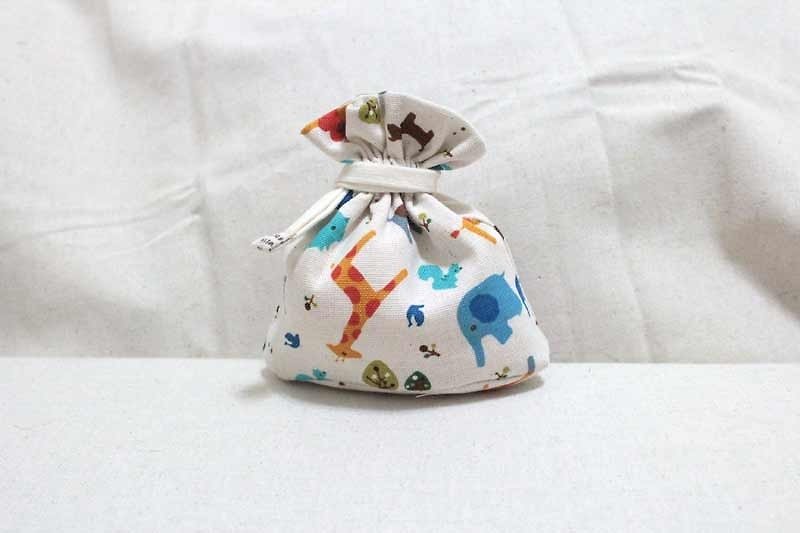 Mini Bundle Pocket with Bottom - Elephant and Animal Park (Blue) - Handbags & Totes - Other Materials Blue