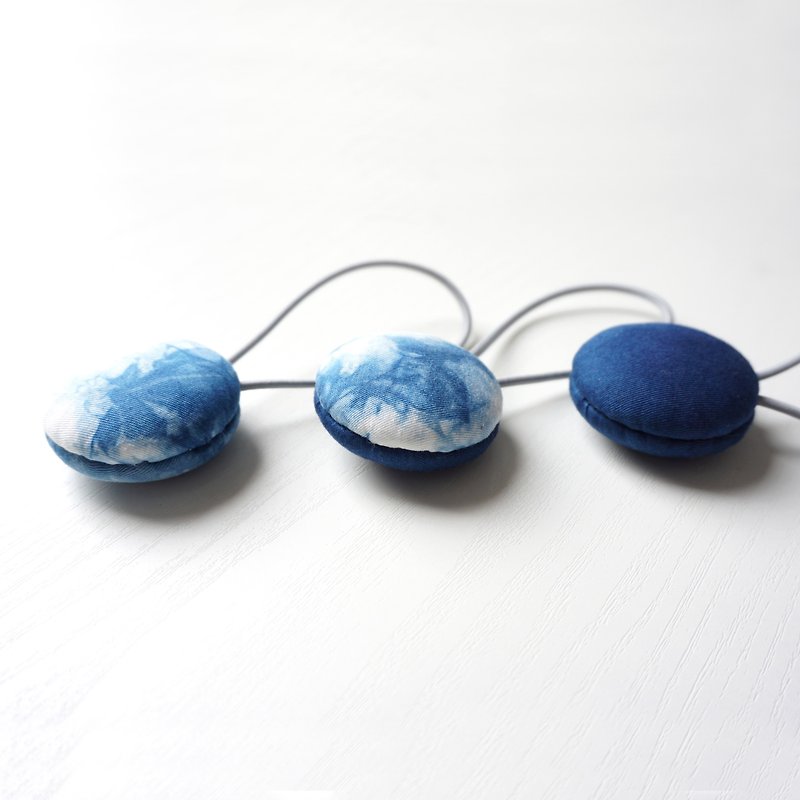 S.A x Planet 藍染星球馬卡龍髮圈/吊飾 - 髮飾 - 棉．麻 藍色