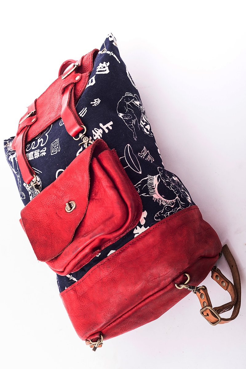 Your backpack Leather Backpack - กระเป๋าเป้สะพายหลัง - หนังแท้ สีแดง