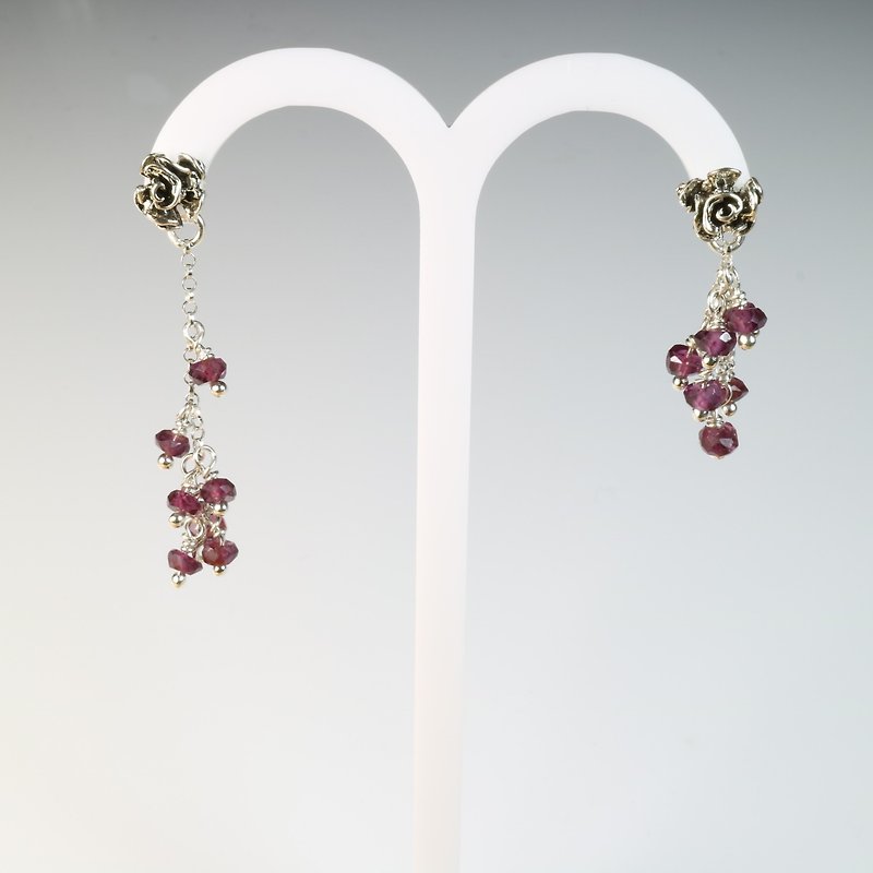 Natural Stone Variety Sterling Silver Earrings - Earrings & Clip-ons - Gemstone Red