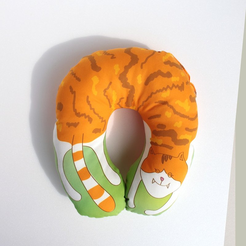 小懶貓頸枕 X 貓大爺 - 床包/寢具 - 其他材質 橘色