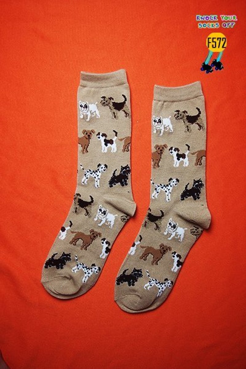 狗狗襪!!夏漪眺=knock your socks off !! - 襪子 - 其他材質 卡其色