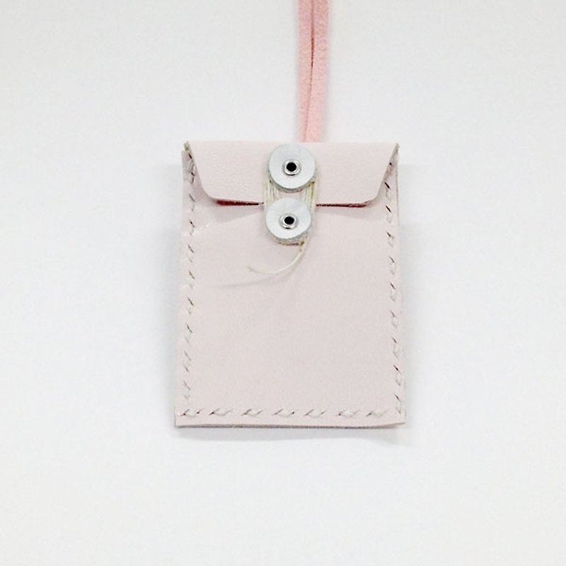 Mini Leather Briefcase Necklace (Pink) - สร้อยคอ - หนังแท้ สึชมพู