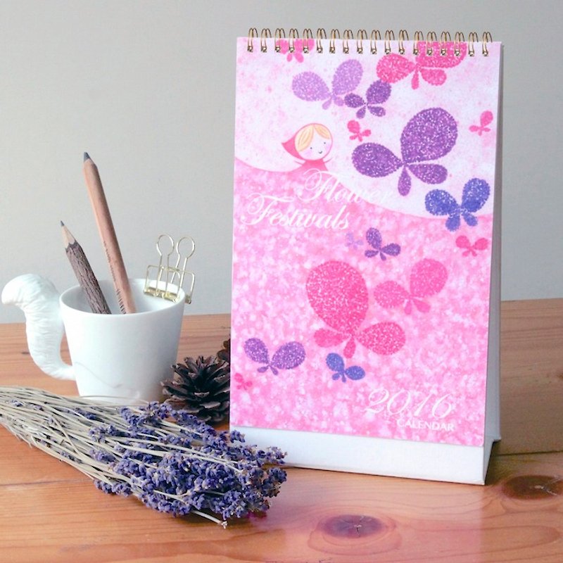 Crystal's Illustration- 2016 Table Calendar《Flower Season》 - ปฏิทิน - กระดาษ หลากหลายสี