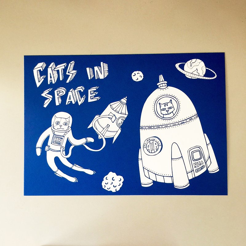Colorful postcard series about cat space cat B | MonkeyCookie - การ์ด/โปสการ์ด - กระดาษ ขาว