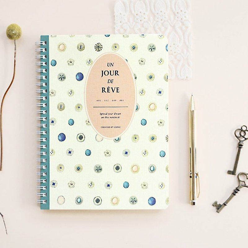 Dessin x Iconic- ring on May Day Spring Chi notebook - jewel buttons, ICO82514 - Notebooks & Journals - Paper Yellow