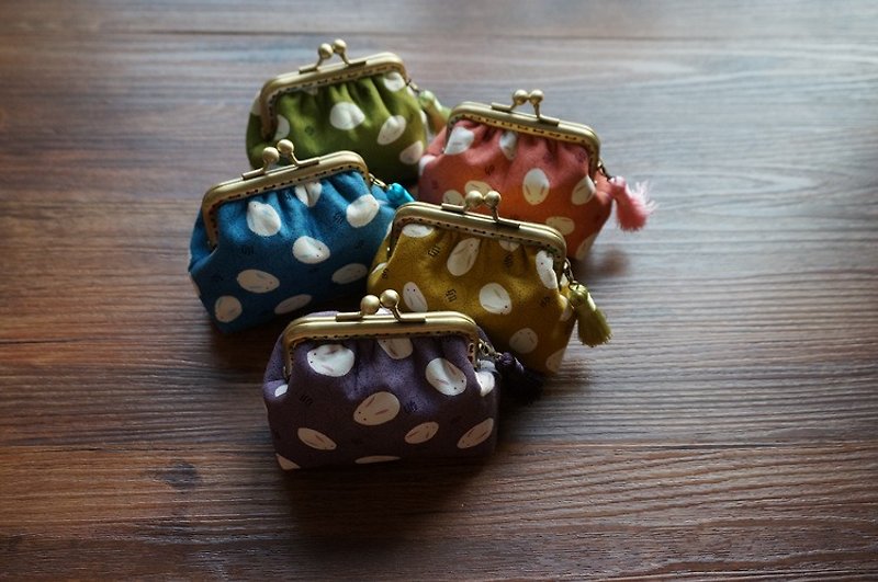 【小籠包系列】和風年糕兔口金包 彩虹色 棉麻硬幣包 首飾收納包 - 散紙包 - 其他材質 多色
