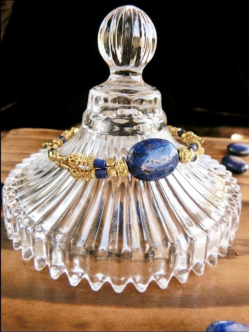 [UNA- excellent Na] hand as fruit sugar series - natural stone lapis lazuli ▲ ▲ Bronze bracelet customized - Bracelets - Gemstone Blue