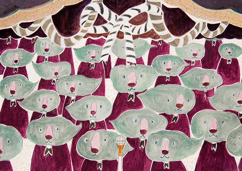 【Lion Singing Class】Illustrated postcards. - การ์ด/โปสการ์ด - กระดาษ สีม่วง