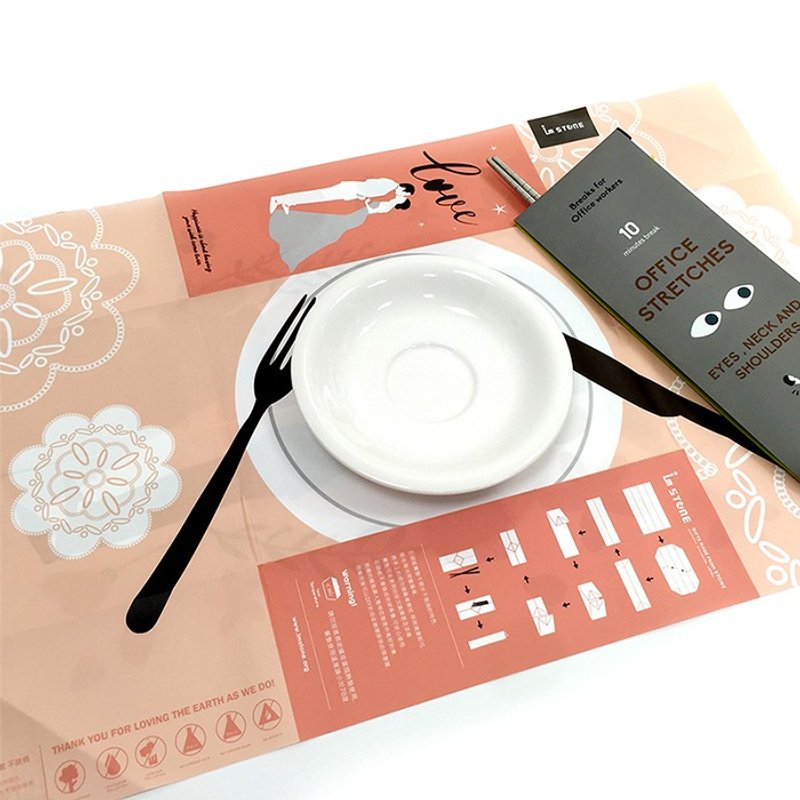 [imSTONE石頭紙禮品]食在有趣餐墊 - 桌布/桌巾/餐墊 - 防水材質 粉紅色