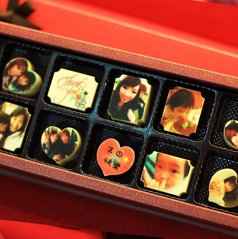 幸福可可-客製12入照片巧克力 - 朱古力 - 新鮮食材 紅色