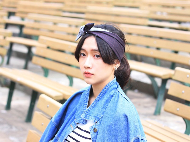 【The MAMA's Closet】Checked Series (Purple) / Scarf - Hair Accessories - Other Materials Multicolor