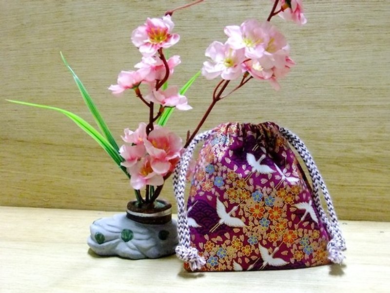‧ Japan auspicious crane beam port carry small objects pack - Toiletry Bags & Pouches - Other Materials Red