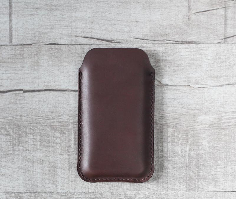 Dark brown natural genuine leather - เคส/ซองมือถือ - หนังแท้ สีนำ้ตาล