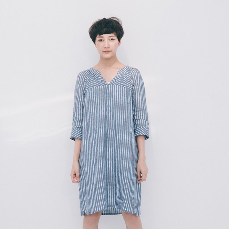 Xu Xu children ♪ crisp blue and white striped cardigan dress - One Piece Dresses - Other Materials Blue