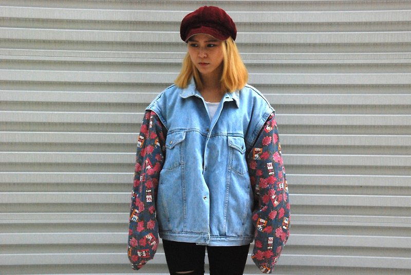Old roses embroidered two wear denim jacket - Women's Casual & Functional Jackets - Other Materials 