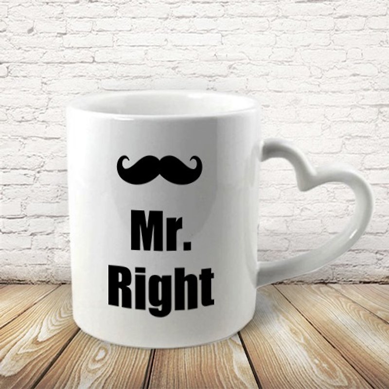 Mr.Right Heart-shaped handle Mug Al27-VLTM1 - Mugs - Porcelain 