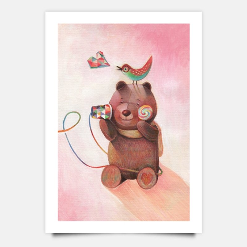Bear teaser Listen Love / Postcard - Cards & Postcards - Paper Pink